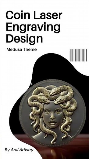 Medusa Fiber Laser Engraving Coin | STL & DepthMap Download | Laser Engraving Design By AralArtistry