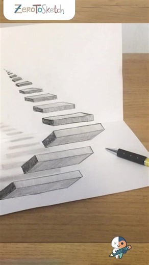 3D Stairs Drawing #sketchbook #howtodraw #skizze #easydraw #treppe