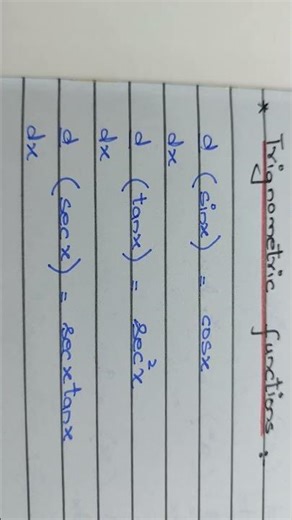 Differentiation formulas of trigonometric functions