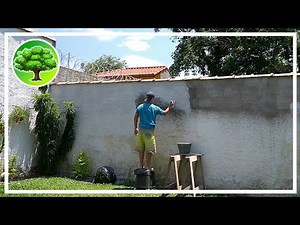 Pintura com cal no muro chapiscado