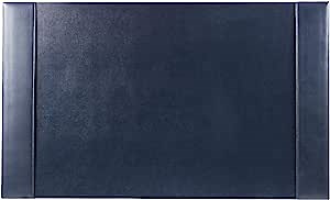 DACASSO Bonded Leather Desk Pad with Side Rails - Luxury Leather Desk Blotter for Writing (30 x 18, Navy Blue)
