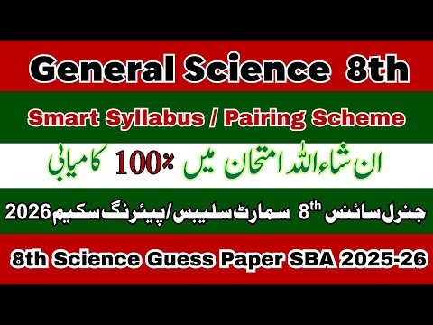 8th Class Smart Syllabus General Science 2026 | 8 Science Pairing Scheme | Smart Syllabus Science 8