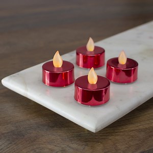 Northlight LED Flameless Flickering Tea Light Candles - Metallic Red- Set of 4 - Walmart.com