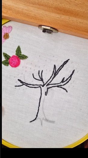 Easy Tree Embroidery Tutorial 🌳 | Satin Stitch Tree Trunk #shorts