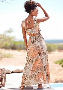 Apricot & Taupe Open Back Maxi Dress X30233