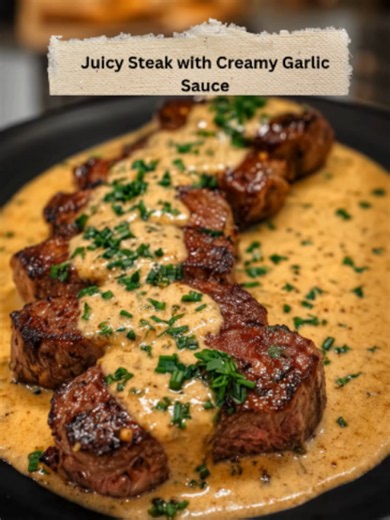 Juicy Steak with Creamy Garlic Parmesan Sauce