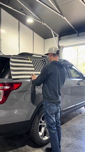 Revamping my ride with a stunning matte black American flag decal on the 3rd row windows! 🖤🇺🇸 Follow along for step-by-step installation and let’s show some patriotic flair! #CarDecalDIY #MatteBlackFlag #AmericanPride