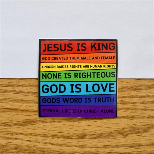 Rainbow Christian Sticker: Jesus is King, God is Love - Vinyl Decal - Etsy