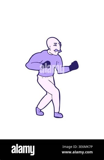 stretching up animation of cartoon victorian boxer Stock Video Footage - Alamy