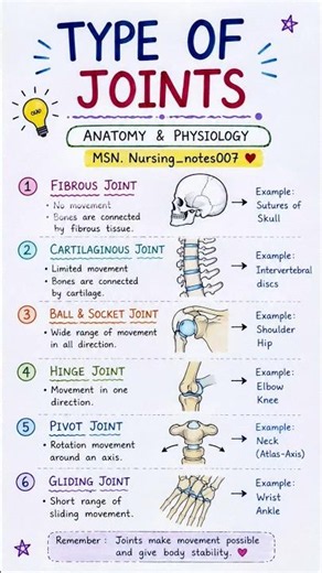 Types of Joints in Human Body | Anatomy & Physiology | Nursing Notes #Shorts