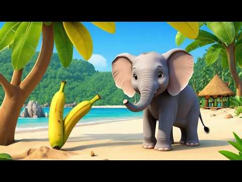 Bebe elephant soigne bananiers plage