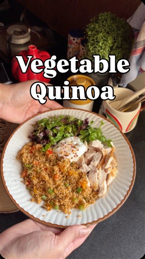 Neha | Recipe 👇 • 1 cup cooked quinoa • 1–2 tbsp oil • Garlic & ginger (finely chopped) • Mixed veggies (carrot, beans, capsicum, corn,... | Instagram
