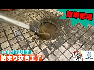 【詰まり抜き】トイレのあるある詰まりを職人が簡単解決！業者に頼まず簡単に修理出来ます！排水口と床をきれいに掃除！すっきり！[drain][排水溝掃除][現場]