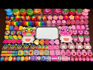 ENJOYING WITH RAINBOW AND PINK ! Mixing Random Things Into GLOSSY Slime #2556