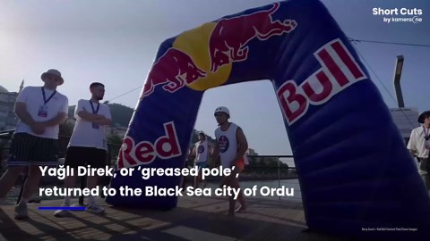 Turkey's slippery 'greased pole' contest makes a splash