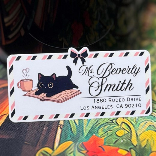Custom Bookish Address Labels, Black Cat on Book, Personalized Return Address Stickers - Etsy