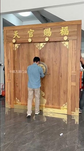 Brass Door Knocker Blessing | Elm Wood Antique Door #woodendoor #viralvideo #youtubeshorts