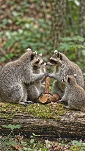 Adorable Baby Raccoons Having a Wrestling Match! 🥺🐾 |4K Cinematic Nature | Healing Wild