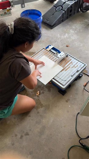 My first time to cut tile #cuttingtike #Tiling #bathroomrenovation | Aisa F. Kellerman