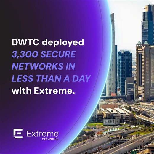 With Extreme Fabric and a few hours, Dubai World Trade Centre deployed 3,300 secure networks to support 6,000 exhibitors and 180,000 guests at #GITEXGlobal. Learn how our scalability and security support high-density venues: https://www.extremenetworks.com/resources/case-study/extreme-makes-worlds-largest-tradeshow-a-success?utm_campaign=00_Social_Corporate_0000_CORP_BDS_SMA_LPG_WW_EN_00_00&utm_medium=social&utm_source=facebook | Extreme Networks