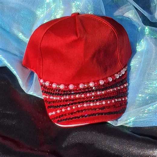 Red Beaded Baseball Cap: Wild, Joyful Style - Etsy