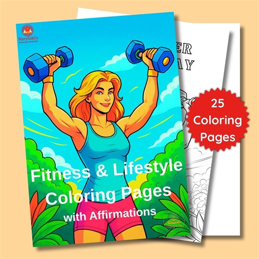 Fitness Coloring Pages | Activity Book for Adults Motivation | 25 PDF Download Designs for Relaxation - Etsy