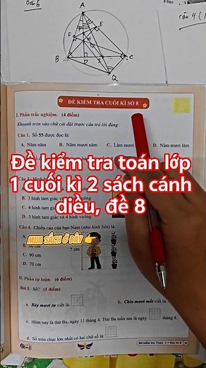 Đề kiểm tra toán 1 cuối kì 2 sách cánh diều, đề 8 phụ huynh tham khảo