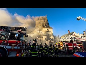 **EARLY ARRIVAL 6th-ALARM** MAJOR Fire Destroys Faith Lutheran Church on Easter Cambridge,MA Box 285