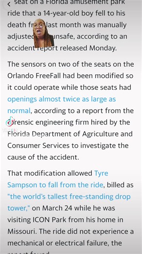 26K views · 1K reactions | A forensic firm found the free fall ride was adjusted before Tyre Sampson fell from the ride | Doubledeemuva Blaqurate News | Facebook