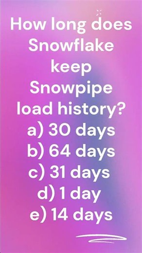 Snowflake Snowpipe Load History Retention Period Explained ❄️⏳ #shorts