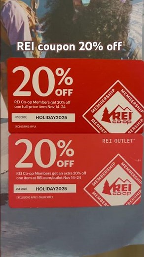 REI Coupon / REI promo code of 20% OFF November 14-24, 2025