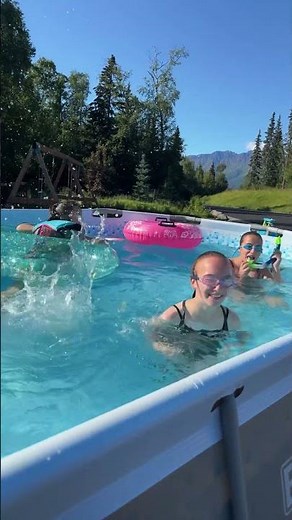 Cute Girls Swimming in the Pool☀️Summer Fun Under Alaska's Long Daylight! #shorts #Swimming #alaska