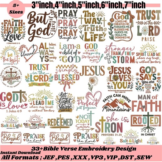 Bible Verses Machine Embroidery Design Scripture Embroidery Holy Bible Embroidery Christian Embroidery Religious Emb Pesfile5 size Download - Etsy