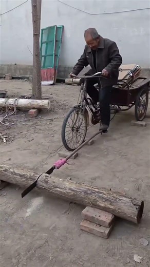 Amazing Bicycle Powered Wood Cutting Machine 🚴‍♂️