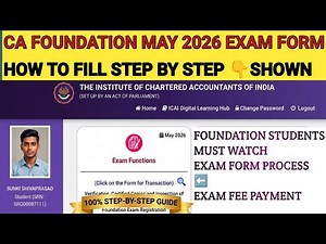 How to Fill CA Foundation May 2026 Exam form | CA foundation exam form Procedure and fee payment