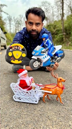 Remote Control Police Bike Vs RC Santa Claus Reindeer Gift Unboxing