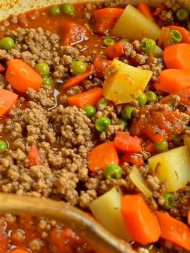 This simple, family-friendly Hamburger Stew comes together on the stovetop in just about 40 minutes. Packed with natural, wholesome flavors, it’s a hearty and satisfying meal everyone will love. | All Grandma's Recipes