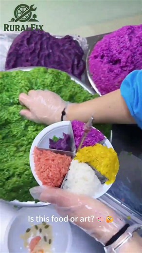 Eating a literal RAINBOW! 🌈 Colorful Sticky Rice! #foodie #colorful