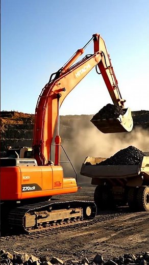 Excavator activity is digging rocks using great force.🌐