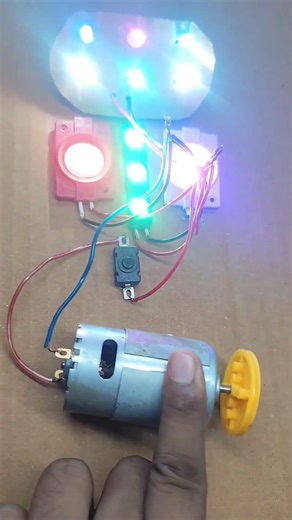 powering four light with dc motor use power dc motor generator #diy #acdcgenerator #shortvideo