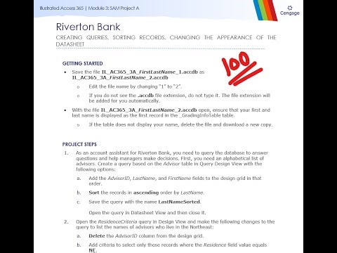 Illustrated Access 365 | Module 3: SAM Project A