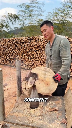 This machine easily splits wood #wood #woodworking #diy