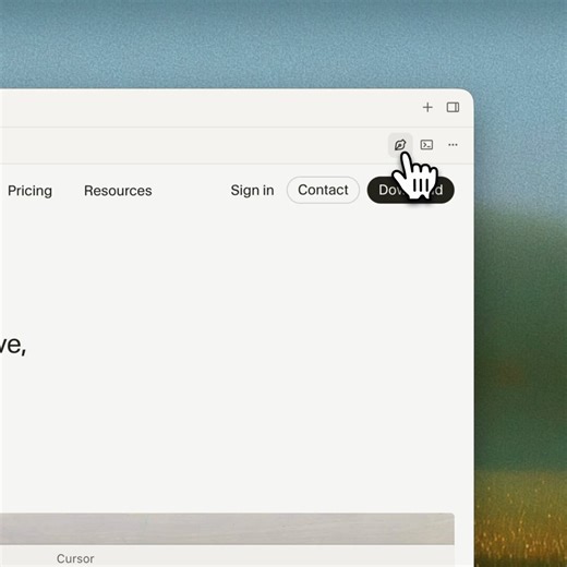 cursor now has design mode (⇧+⌘+D)- click to edit, drag to draw- shift + drag to box things in- add directly to chat with ⌥+click