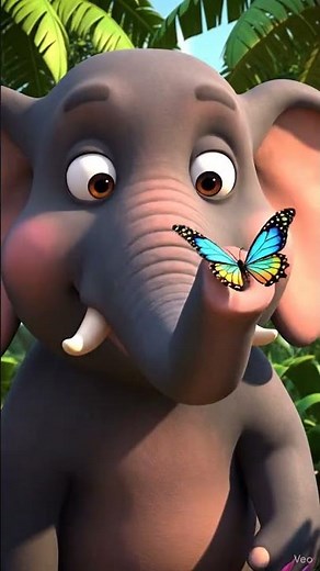 An adorable animated elephant chasing a butterfly, filling the forest with pure joy and innocence 🐘🦋