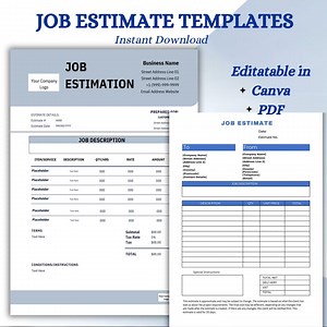 Business Estimate Template | Customizable Job Quote Form for Contractors | Professional Service Quote & Estimate Sheet for Freelancers - Etsy