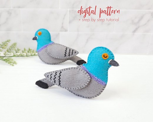 Felt Pigeon Sewing Pattern PDF, Easy Bird Ornament DIY, Felt Bird SVG Download, Sewing Toy Pattern, Pigeon Craft Tutorial - Etsy