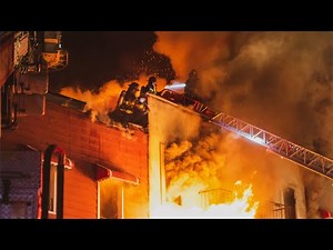 FDNY Battles Heavy Fast Moving Flames During 5th Alarm House Fire in East Williamsburg Brooklyn