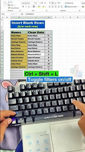 Insert Blank Lines Between Excel Rows in Seconds — Hidden Trick Revealed! #ExcelTips #Productivity