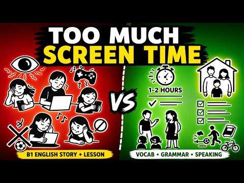 Too Much Screen Time? (B1 English Story + Worksheet)