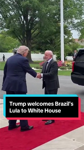 President Donald Trump greeted Brazilian counterpart Luiz Inacio Lula da Silva Thursday at the White House, where the two are set to hold economic talks amid tensions over the Iran war. #US #Brazil #worldnews #Politics #geopolitics